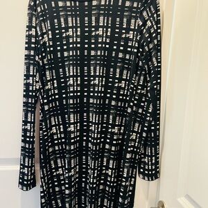 Michael Kors Long Sleeve Black and White Patterned Dress
